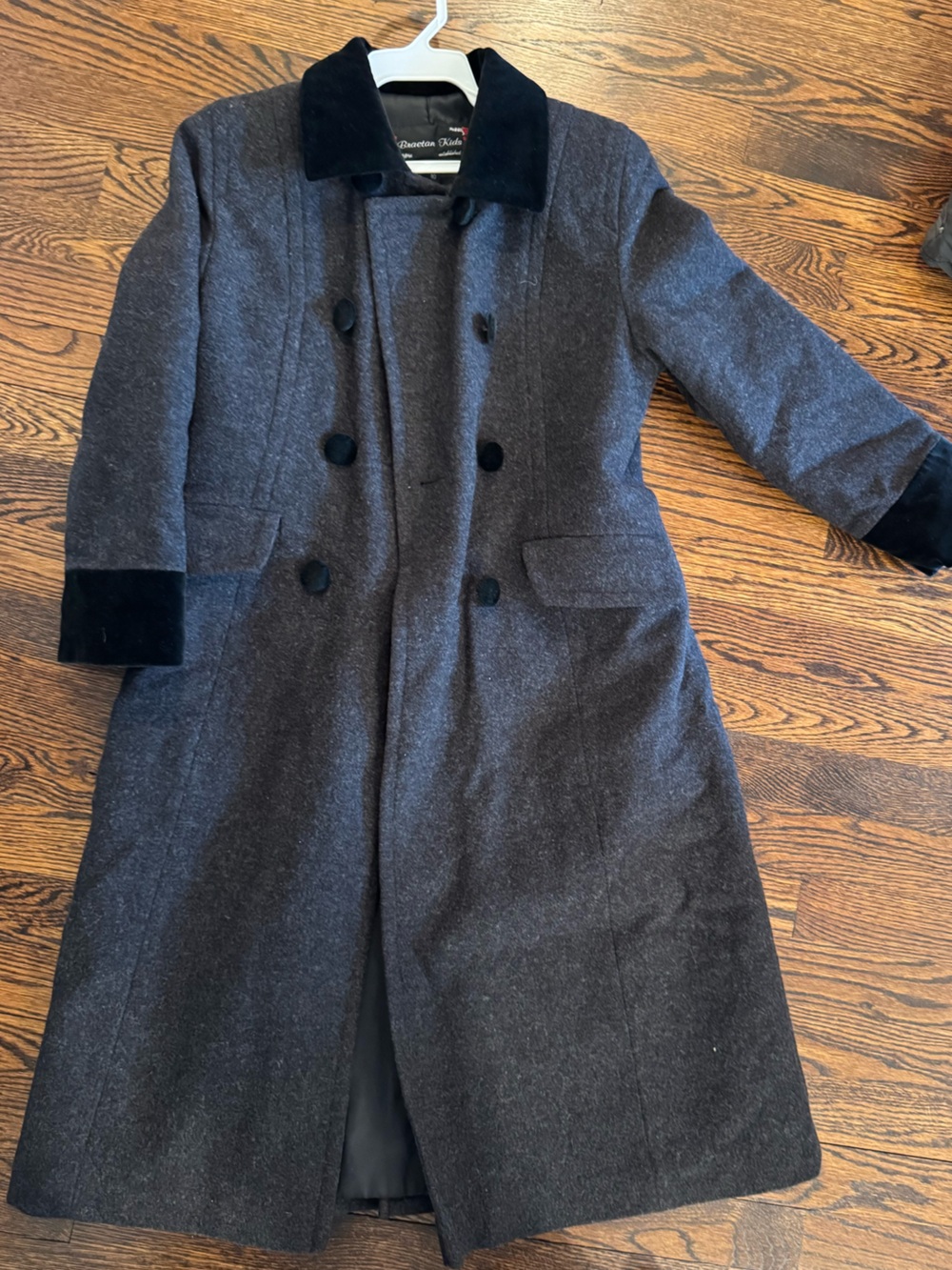 Braetan Charcoal Children's Dressy Coat with Black Velvet Collar and Cuffs